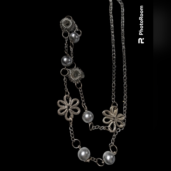 Silver Statement Necklace. Slip it over your head and done. - Picture 3 of 6